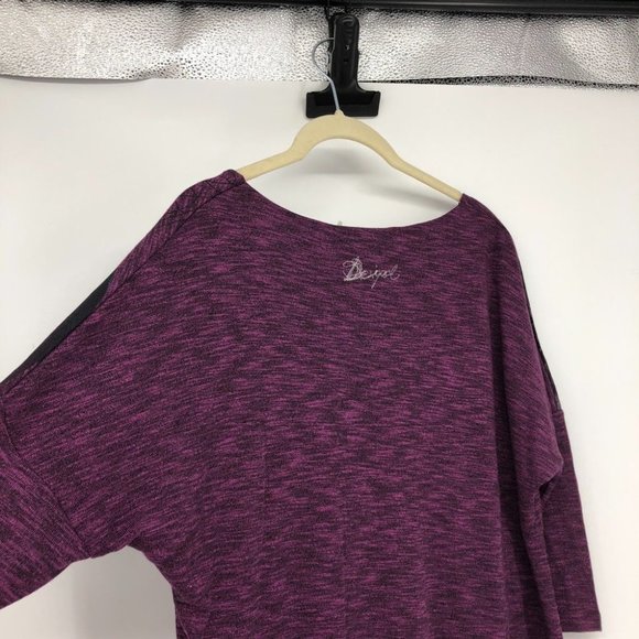 Desigual NWT Purple Heathered Regina graphic tulip hem 3/4 sleeve shirt SP - Picture 9 of 16